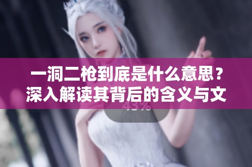 一洞二枪到底是什么意思？深入解读其背后的含义与文化