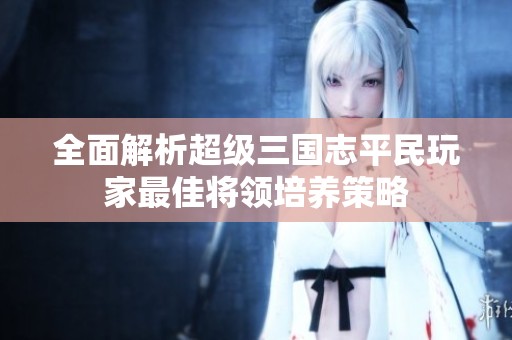 全面解析超级三国志平民玩家最佳将领培养策略