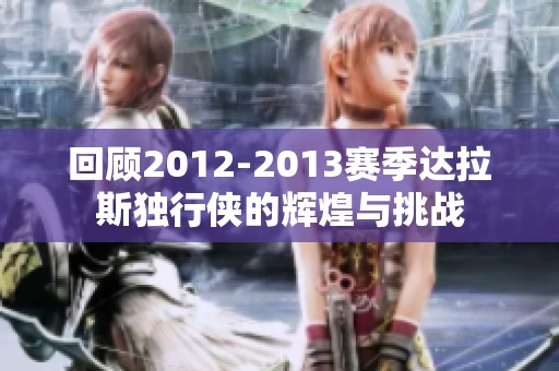 回顾2012-2013赛季达拉斯独行侠的辉煌与挑战