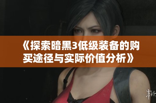 《探索暗黑3低级装备的购买途径与实际价值分析》
