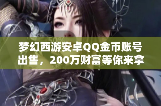 梦幻西游安卓QQ金币账号出售，200万财富等你来拿！