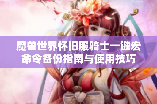 魔兽世界怀旧服骑士一键宏命令备份指南与使用技巧