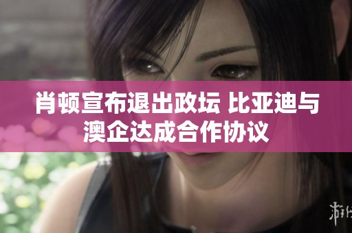 肖顿宣布退出政坛 比亚迪与澳企达成合作协议