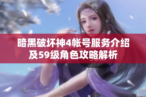 暗黑破坏神4帐号服务介绍及59级角色攻略解析