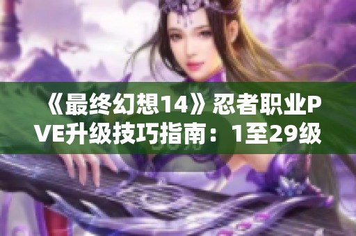 《最终幻想14》忍者职业PVE升级技巧指南：1至29级详细解析