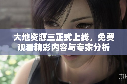 大地资源三正式上线，免费观看精彩内容与专家分析
