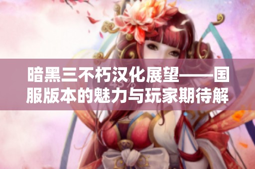 暗黑三不朽汉化展望——国服版本的魅力与玩家期待解析