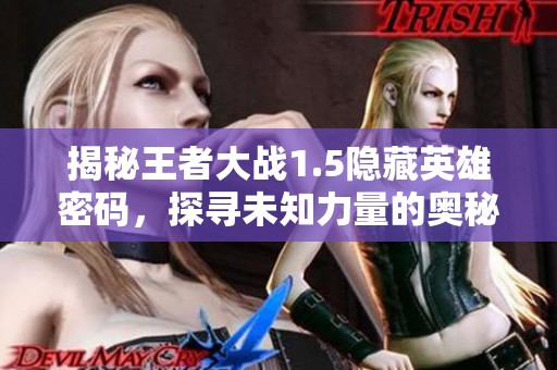 揭秘王者大战1.5隐藏英雄密码，探寻未知力量的奥秘之旅